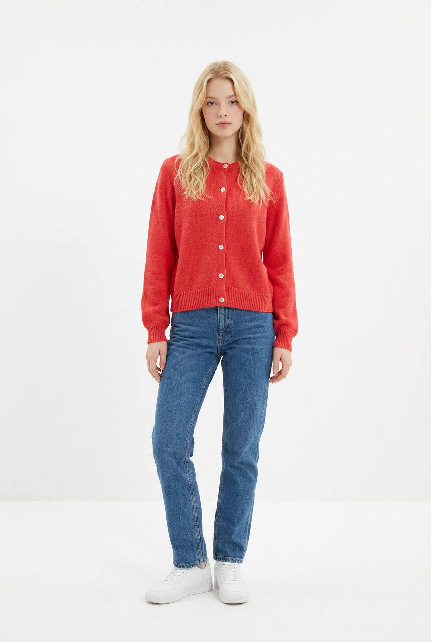 Rundhals Cardigan Baumwolle