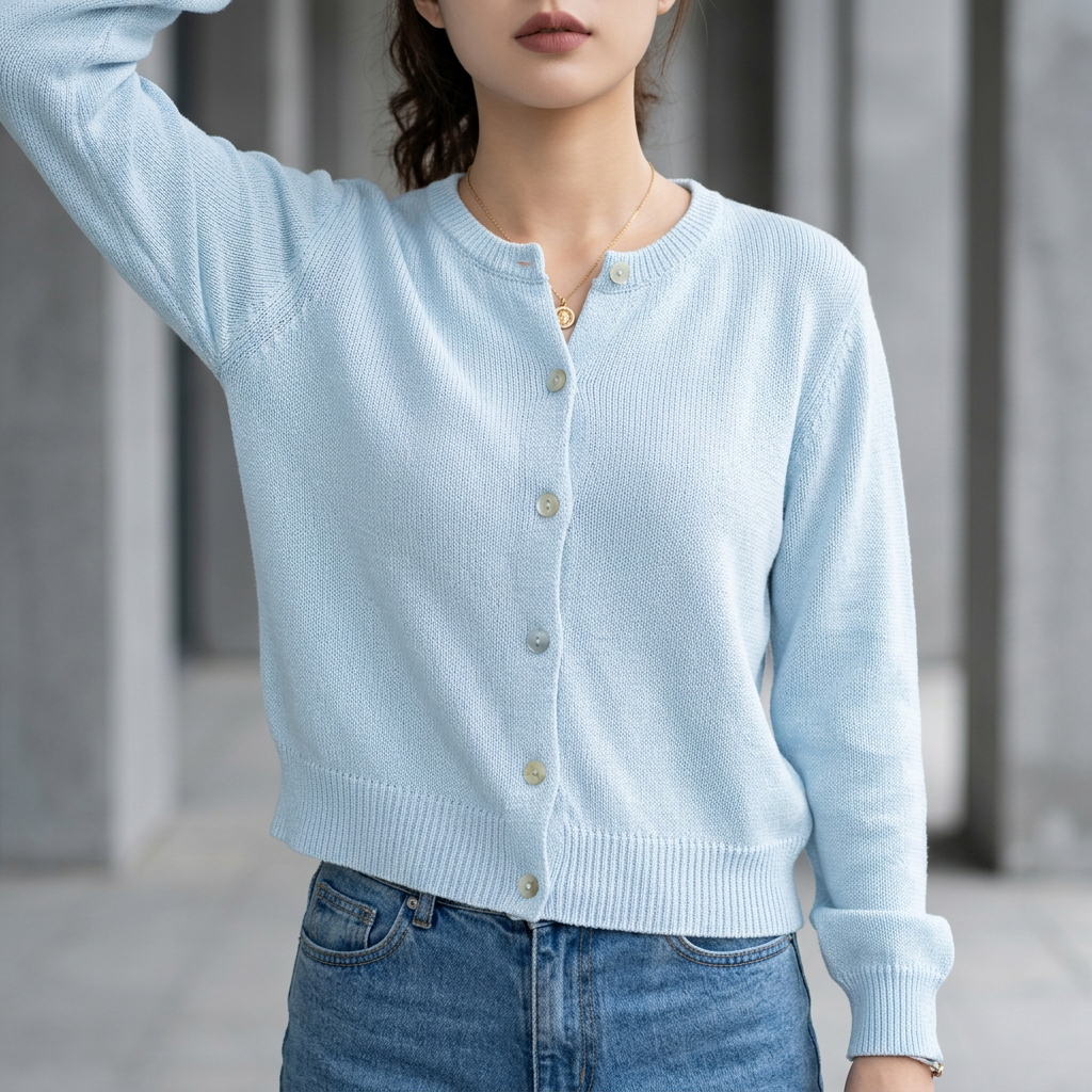 Rundhals Cardigan Baumwolle