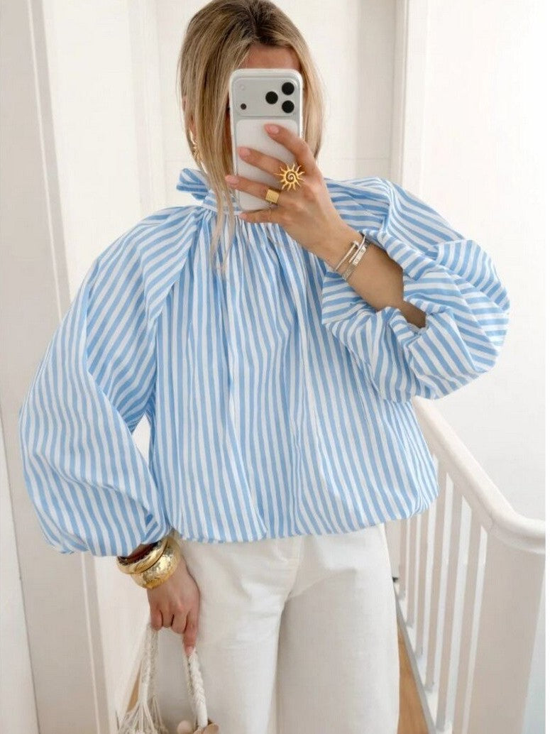 Gestreifte Schleifen Bluse