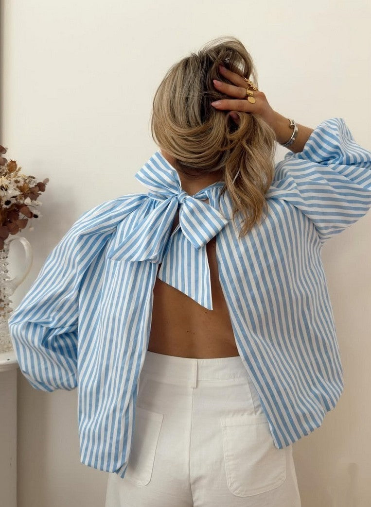 Gestreifte Schleifen Bluse