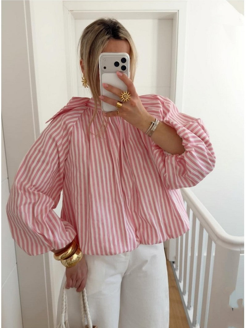 Gestreifte Schleifen Bluse