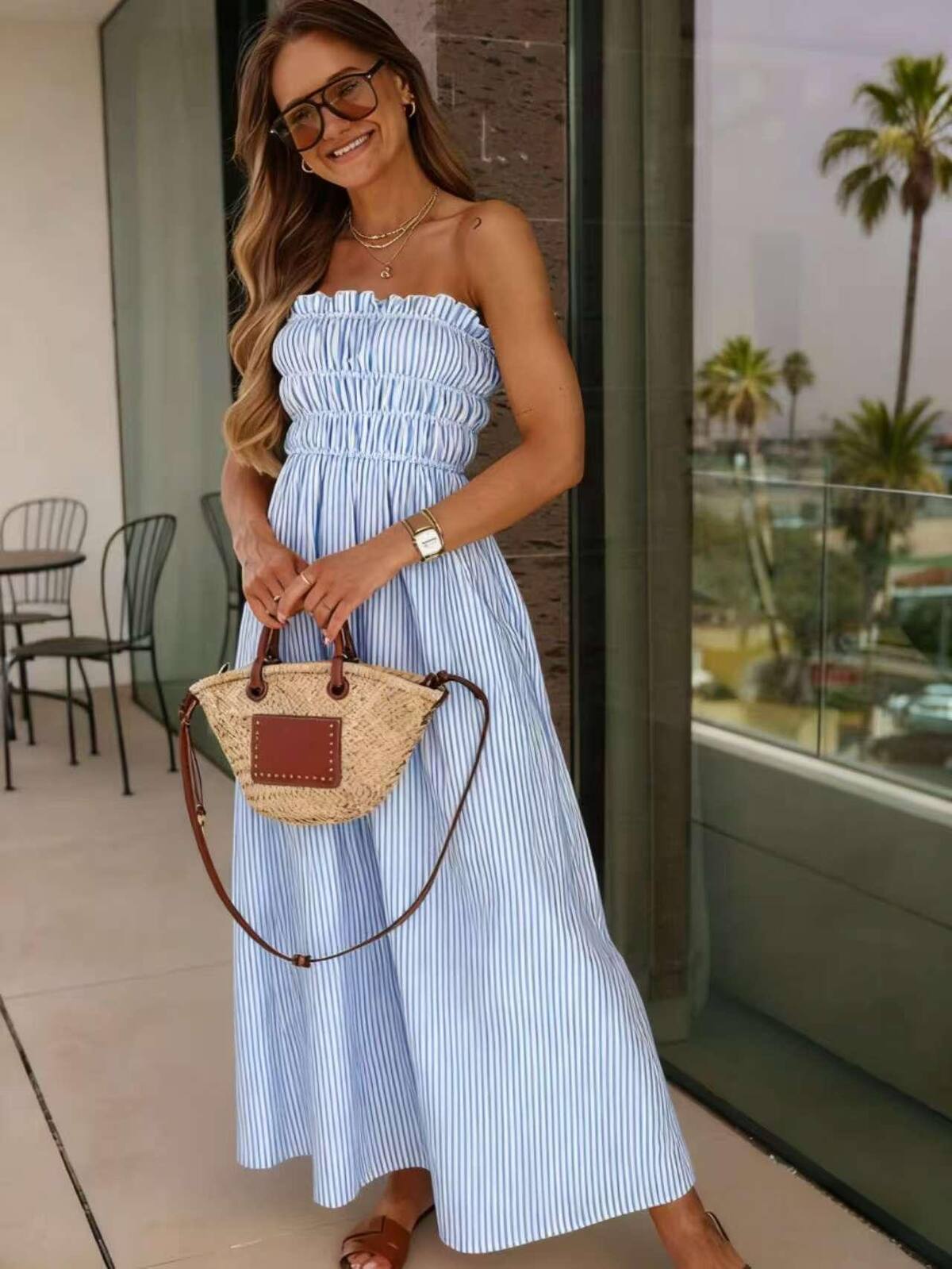 Gerafftes Maxi Kleid