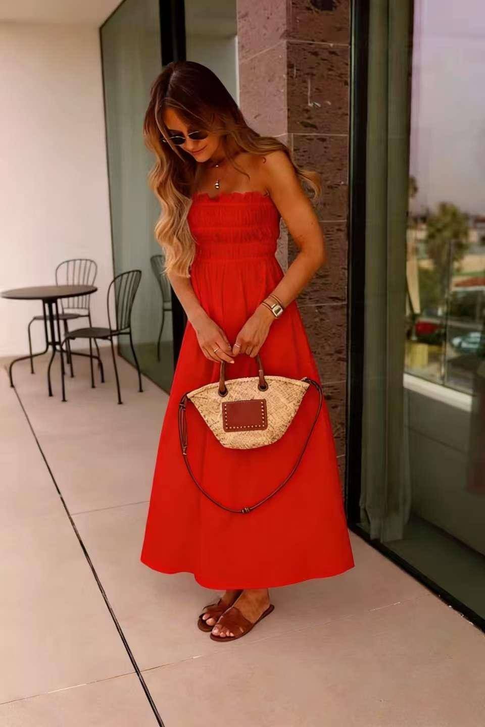 Gerafftes Maxi Kleid