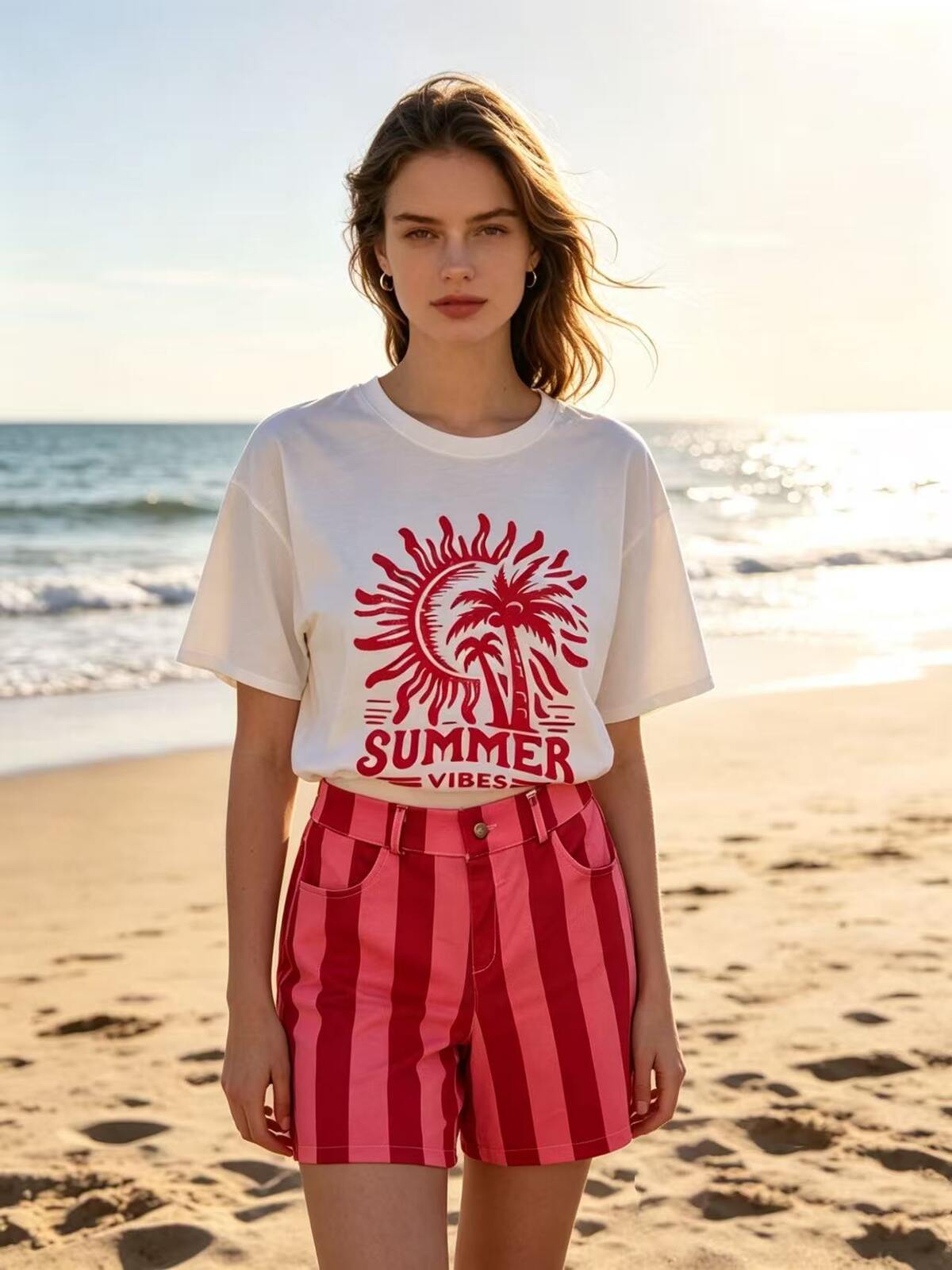 Block Streifen Bermuda Shorts