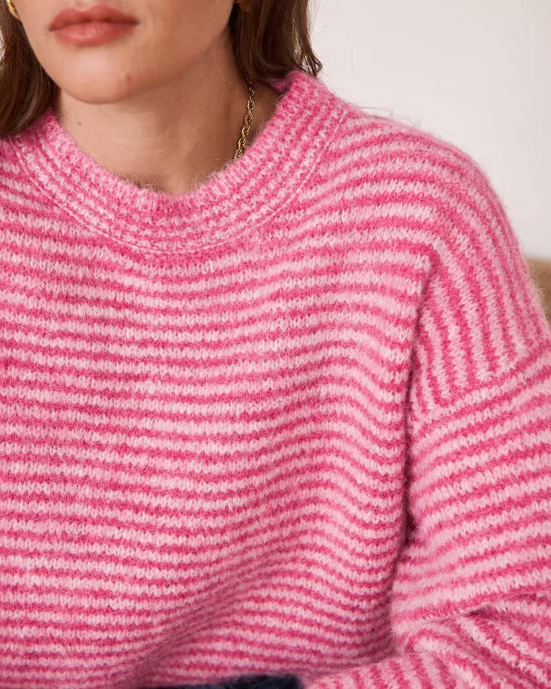 Streifenpullover Nola in Pink – Vorderansicht